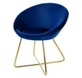 ML-DESIGN Stuhl Samtstuhl Esszimmerstuhl & Wohnzimmerstuhl mit goldenen Metallbeinen (Komplett-Set, 1 St), Design Lounge Polsterstuhl Clubsessel Esstisch Samt Blau