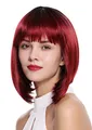 WIG ME UP - DW-2140Q-YS871S1B Damenperücke Perücke Bob Longbob kurz Pony Ombre Schwarz Rot
