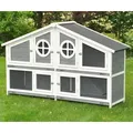 Kleintierstall Momo XXL grau 164 x 48 x 110 cm - Grau/Weiß