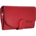 Benthill Damen Geldbörse Echt Leder - Portemonnaie mit RFID Schutz - Portmonee viele Kartenfächer - Echtleder Vintage Damenbörse inkl. Geschenkbox - Rot