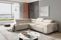 Couchgarnitur JADE Stoff Beige mit Schlaffunktion Ottomane Links