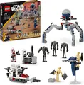 LEGO Star Wars 75372 Clone Trooper & Battle Droid Battle Pack, inkl. 4 Minifiguren, 5 Droiden und Speeder Bike mit Shooter - Bauspielzeug für Jungen und Mädchen ab 7 Jahren
