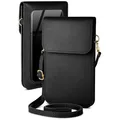 moex Handytasche zum Umhängen für Samsung Galaxy A02s – Kleine Handtasche mit Handyfach und Sichtfenster, 2 zusätzliche Fächer - Handy Umhängetasche Damen, Onyxschwarz