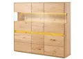 Massivmoebel24 Highboard CARDIFF (Massivholz), Highboard Wildeiche inkl. LED 163x43,5x152 natur geölt CARDIFF #122