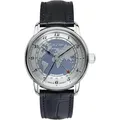 Zeppelin Herrenuhr 85963 - Blaues Ziffernblatt mit Clous de Paris"-Prägung mit schwarzen Zahlen/Indices,blaue Naht,dunkelblau" - 42mm
