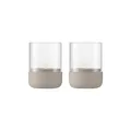 blomus Windlicht -Calma- 2er Set | Kerzenhalter aus Beton & Glas | Farbe Fungi | Größe XS | 7L x 7B x 9,5H cm | Indoor Windlicht |