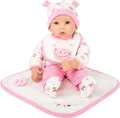 Puppe "Hanna", Babypuppe, rosa, mit Schnuller und Decke