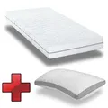 Ergonomische Kaltschaummatratze Supportho Premium 100 x 200 cm, Höhe 18 cm, Härtegrad H2/H3 + Supportho Gel-Effekt Komfort-Schlaf-Kissen 40 x 80 cm