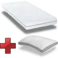 Ergonomische Kaltschaummatratze Supportho Premium 100 x 200 cm, Höhe 18 cm, Härtegrad H2/H3 + Supportho Gel-Effekt Komfort-Schlaf-Kissen 40 x 80 cm