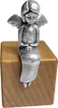 Engelfigur auf Holzwürfel - Dein Schutzengel ist bei dir: Dein Schutzengel ist bei dir. Engel aus Metall auf Holzpodest