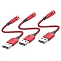 MOSWAG USB zu Audio Jack Adapter (3 Pack), 3,5 mm Aux Stereo Converter Externer Soundkartenadapter Kompatibel mit Kopfhörer, PC, Laptop, Linux, Desktop, PS4 und Anderen Geräte