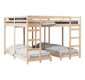 vidaXL Bett Dreifach Etagenbettrahmen Natur 80 / 200 x 200 cm (1-tlg)