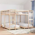 Dreifach Etagenbettrahmen Natur 80 / 200 x 200 cm