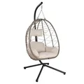Juskys Korbhängesessel, Beige, Kunststoff, 95x196x95 cm, Gartenmöbel, Hängesessel