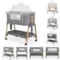Cangaroo Babybett, Beistellbett Adoro, verstellbar, Matratze, Moskitonetz, Räder, Farbe:grau