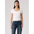 Levi's® T-Shirt Levi's® Essential T-Shirt mit quadratischem Ausschnitt Feinrippqualität weiß M (38)