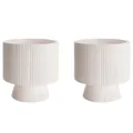 BUTLERS 2er Set Blumentopf Dolomit matt Ø15cm Rome | Pflanzgefäß mit Stufenform | Übertopf für Wohnzimmer & Balkon | Pflanzentopf für Sukkulenten & Kakteen