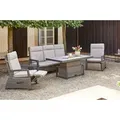 SIENA GARDEN Corido Gartenlounge, charcoal, Alu/Gardino®-Geflecht, 2 Relaxsessel + 3er Sofa, stufenloser Lifttisch 160x90x47-71cm