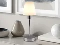 Tischleuchte Chrom glänzend Glasschirm Weiß Höhe 32cm