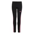 adidas Girl's Essentials 3 Stripes Leggings, Black/pink Fusion, 13-14 Years