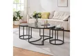 en.casa Couchtisch (Set, 3-St), »Kokkola« Satztisch rund Metall Rauchglas/Marmoroptik, schwarz