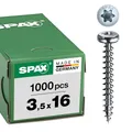 SPAX Universalschraube, 3,5 x 16 mm, 1000 Stück, T-STAR plus, Halbrundkopf, Vollgewinde, 4CUT, WIROX A9J, 0201010350165