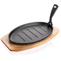8591022337523 PÓŁMISEK PATELNIA ŻELIWNA GRILLOWA Z DESKĄ BANQUET GRADA BANQUET