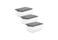 ROTHO Aufbewahrungsbox Compact 3er-Set Aufbewahrungsbox 38l mit Deckel (Aufbewahrungsset, 3er-Set)