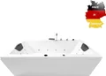 Basera BASIC Indoor Whirlpool Badewanne Naxos 160 x 75 cm mit 16 Massagedüsen, Wasserfall, LED-Ambiente