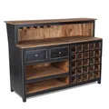 Vintage Design BARSCHRANK PUREWOOD | 150x110x55cm(BxHxT) | Shabby Chick Minibar, Bar Theke aus Altholz | Verkaufstresen, Kassentresen, kultiges Dekoobjekt | Farbe: 09 Voodoo - schwarz