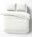 3 tlg Bettwäsche-Set 200x200 cm Uni weiß Doppelbett Bettbezug Renforcé Baumwolle