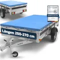 Tarpofix® Anhänger Plane 264 x 135 cm inkl. Planenseil | Anhängerplane Flachplane aus PVC PLANENMATERIAL | Brenderup Plane für PKW Hänger | Anhänger-Zubehör Abdeckplane Anhänger Abdeckung | Blau
