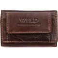 WILD Things Only Herren Geldbörse Echtleder Klein Druckknopf Münzfach Dunkelbraun - Dunkelbraun