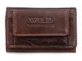 WILD Herren Geldbörse Echt Leder Portmonee Klein Geldbeutel Neu Dunkelbraun