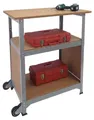 Relaxdays Werkbank, mit Rollen, HBT: 69,5x72,5x50 cm, höhenverstellbar, Werktisch mit Lochwand, Stahl & MDF, silber