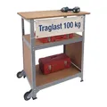 Relaxdays Werkbank, mit Rollen, HBT: 69,5x72,5x50 cm, höhenverstellbar, Werktisch mit Lochwand, Stahl & MDF, Silber
