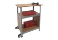 relaxdays Werkbank mit Rollen & Lochwand, silber