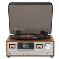 Denver MRD-52LIGHTWOOD Retro Musiksystem - DAB+/FM Radio, Plattenspieler, CD-Player, Bluetooth, 2x5W Lautsprecherboxen, Holzoptik