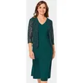 GOLDNER Jerseykleid Kurzgröße: Edler Zweiteiler mit Pailletten-Detail Langarmjacke und Midikleid mit V-Ausschnitt, Trägern und Knielänge grün 21