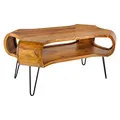 riess-ambiente.de Design Couchtisch Organic Living 100cm Sheesham Stone Finish Massivholz Handmade Hairpin Legs