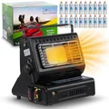 Z.M.C 2-in-1 Tragbare Keramik Gasheizung und Gaskocher 1,3 kW, mit LPG Anschluss + 20 Gaskartuschen, Campingkocher mit Piezozündung, Camping Heizung, Gasheizer für Outdoor, Zelten Terrasse, Garten