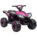 HOMCOM Elektro-Quad 12V Kinderquad mit USB-Anschluss, Kindermotorrad mit MP3-Musikplayer, Scheinwerfer, Kinderfahrzeug für Kinder 3-5 Jahre, 3-6 km/h, Metall, Rosa