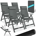 KESSER Gartenstuhl Hochlehner mit Armlehnen Aluminium Klappstuhl inkl. Kopfkissen Campingstuhl 7-Fach Verstellbar Rückenlehne Atmungsaktiv & Wetterfest Klappbar & Anti-Rutsch