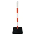 Temka Sperrpfosten PE/PVC rot/weiss Ø 40 mm zum Aufstellen Pfostenkopf mit 4 Kettenaufnahmen (12 405 RW)