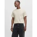 Jack & Jones Rundhalsshirt JJEAUSTIN TEE SS NOOS Materialmix, relaxed fit weiß S (48)