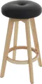 Barhocker Navan, Barstuhl Tresenhocker, Holz Kunstleder drehbar schwarz, helle Beine