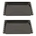 ICQN Backblech Set 445 × 375 × 35 mm, Kompatibel mit Bauknecht, Indesit, Whirlpool-Gruppe & Algor, Emaillierte Standard-Backbleche für Backofen & Herd