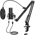TONOR Q9 - USB Podcast Mikrofon, 200 cm Kabel - Kondensator Mikro