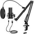 TONOR Q9 USB Podcast Mikrofon Gaming Studio Streaming Mikrofon Set mit Arm