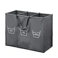 Kesper | Wäschesortierer mit 3er Einteilung und Trageschlaufen, Material: Polyester, Farbe: Grau | 89170